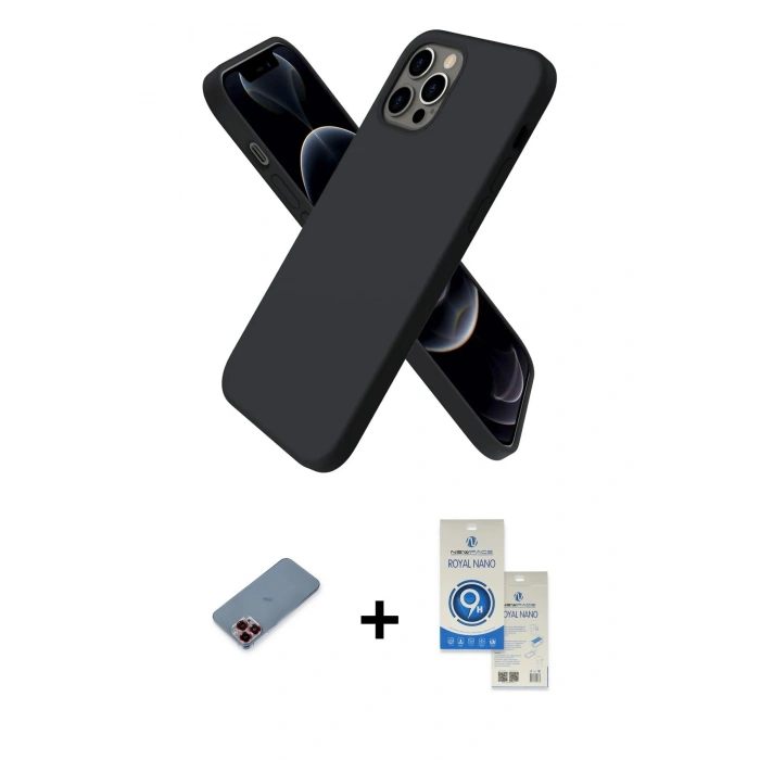 MARSİLYAN™- iPhone 12 Pro Max Kılıf Kozmos Yansıma Özel Seri - Şeffaf Royal Nano Ekran Koruyucu + Metal Kamera Lens Koruma Cam - KI