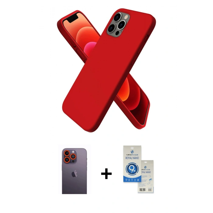 MARSİLYAN™- iPhone 12 Pro Max Kılıf Kozmos Yansıma Özel Seri - Şeffaf Royal Nano Ekran Koruyucu + Neon Fosforlu Kamera Lens - TU