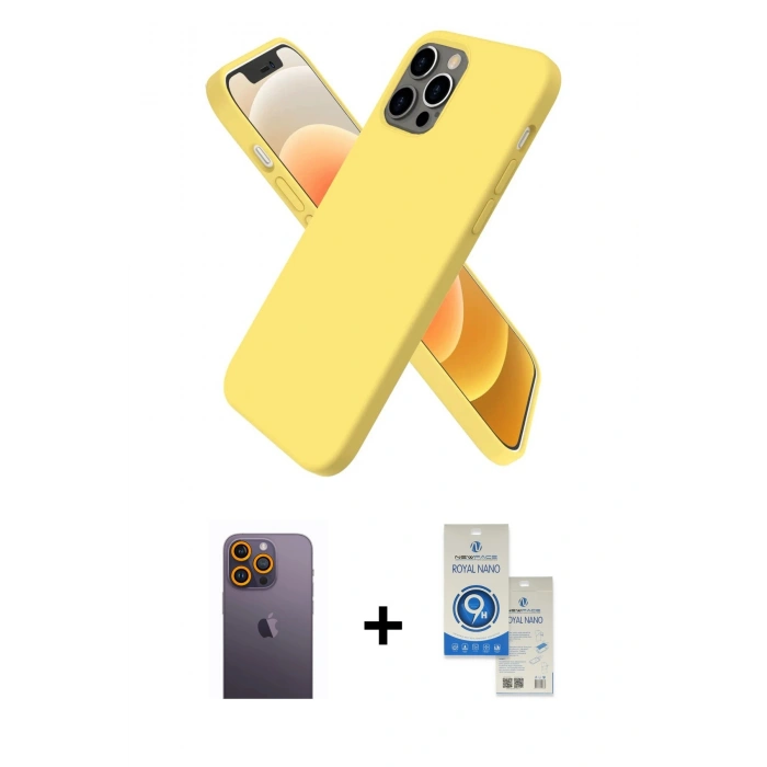 MARSİLYAN™- iPhone 12 Pro Max Kılıf Kozmos Yansıma Özel Seri - Şeffaf Royal Nano Ekran Koruyucu + Neon Fosforlu Kamera Lens - SI