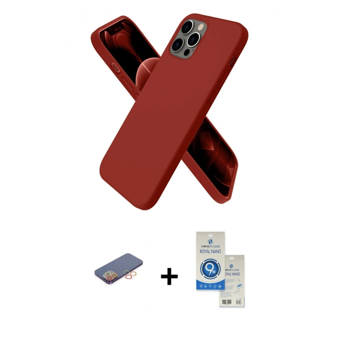 MARSİLYAN™- iPhone 12 Pro Max Kılıf Kozmos Yansıma Özel Seri - Şeffaf Royal Nano Ekran Koruyucu + Renkli Kamera Lens Koruma Cam - TU
