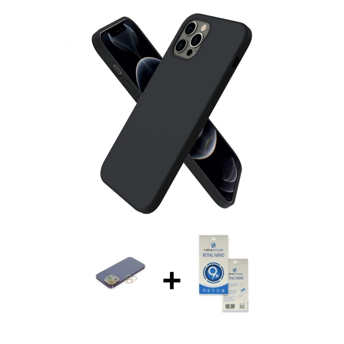MARSİLYAN™- iPhone 12 Pro Max Kılıf Kozmos Yansıma Özel Seri - Şeffaf Royal Nano Ekran Koruyucu + Renkli Kamera Lens Koruma Cam - SI