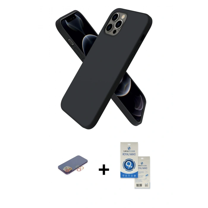 MARSİLYAN™- iPhone 12 Pro Max Kılıf Kozmos Yansıma Özel Seri - Şeffaf Royal Nano Ekran Koruyucu + Renkli Kamera Lens Koruma Cam - TU