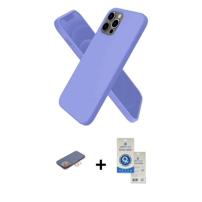 MARSİLYAN™- iPhone 12 Pro Max Kılıf Kozmos Yansıma Özel Seri - Şeffaf Royal Nano Ekran Koruyucu + Renkli Kamera Lens Koruma Cam - TU