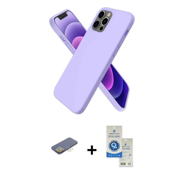 MARSİLYAN™- iPhone 12 Pro Max Kılıf Kozmos Yansıma Özel Seri - Şeffaf Royal Nano Ekran Koruyucu + Renkli Kamera Lens Koruma Cam - SI