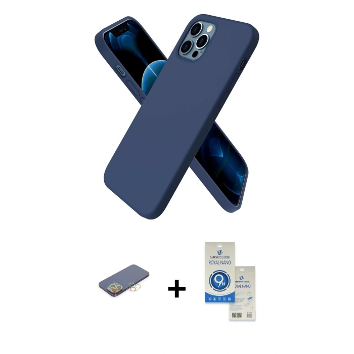 MARSİLYAN™- iPhone 12 Pro Max Kılıf Kozmos Yansıma Özel Seri - Şeffaf Royal Nano Ekran Koruyucu + Renkli Kamera Lens Koruma Cam - SI