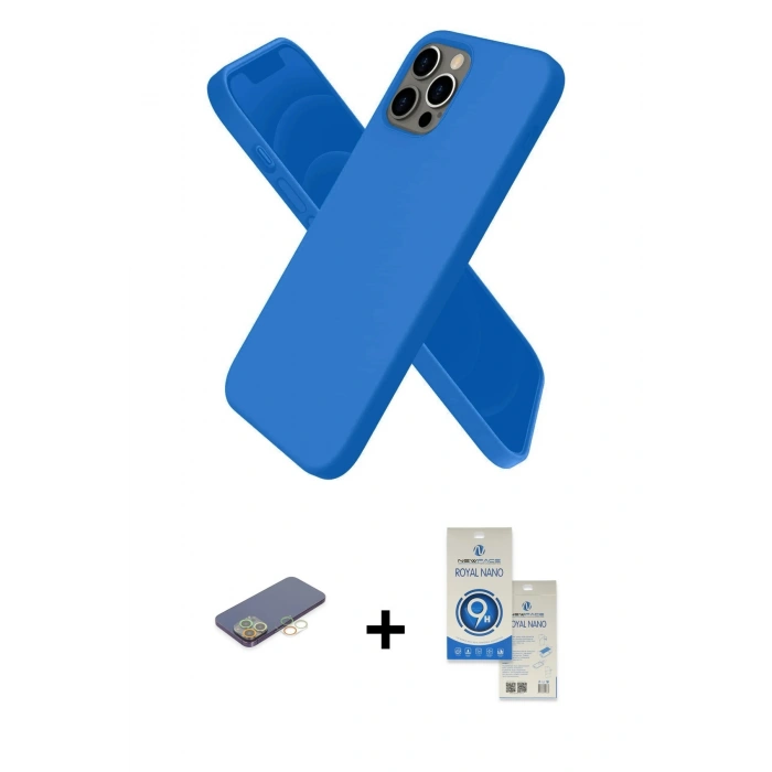 MARSİLYAN™- iPhone 12 Pro Max Kılıf Kozmos Yansıma Özel Seri - Şeffaf Royal Nano Ekran Koruyucu + Renkli Kamera Lens Koruma Cam - SI