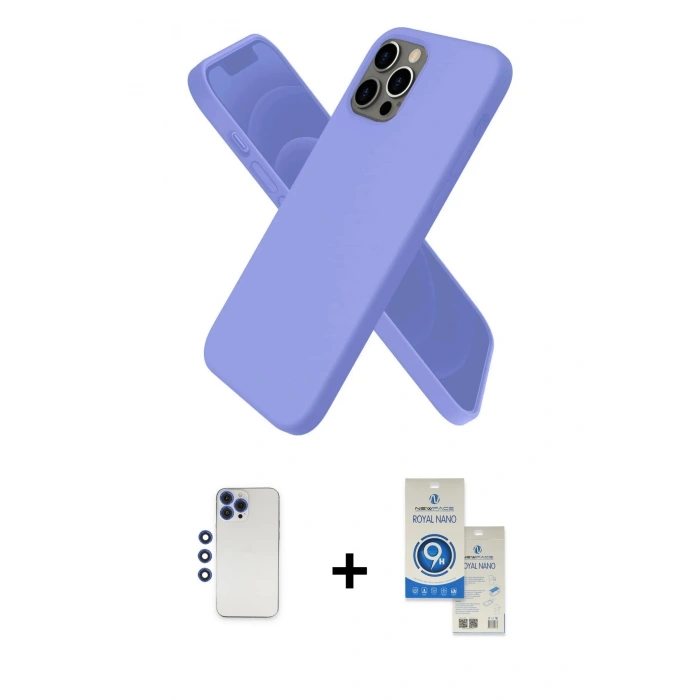 MARSİLYAN™- iPhone 12 Pro Max Kılıf Kozmos Yansıma Özel Seri - Şeffaf Royal Nano Ekran Koruyucu + Shine Kamera Lens - LT