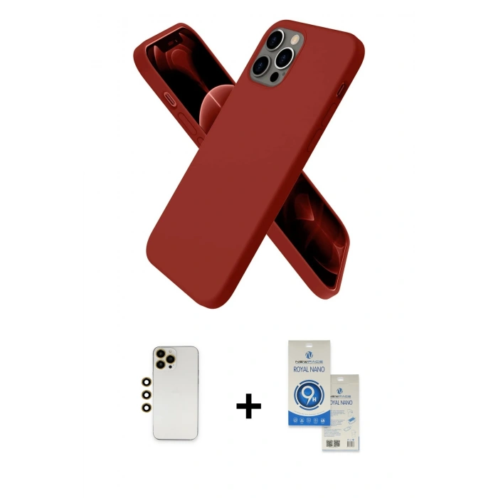 MARSİLYAN™- iPhone 12 Pro Max Kılıf Kozmos Yansıma Özel Seri - Şeffaf Royal Nano Ekran Koruyucu + Shine Kamera Lens - GD