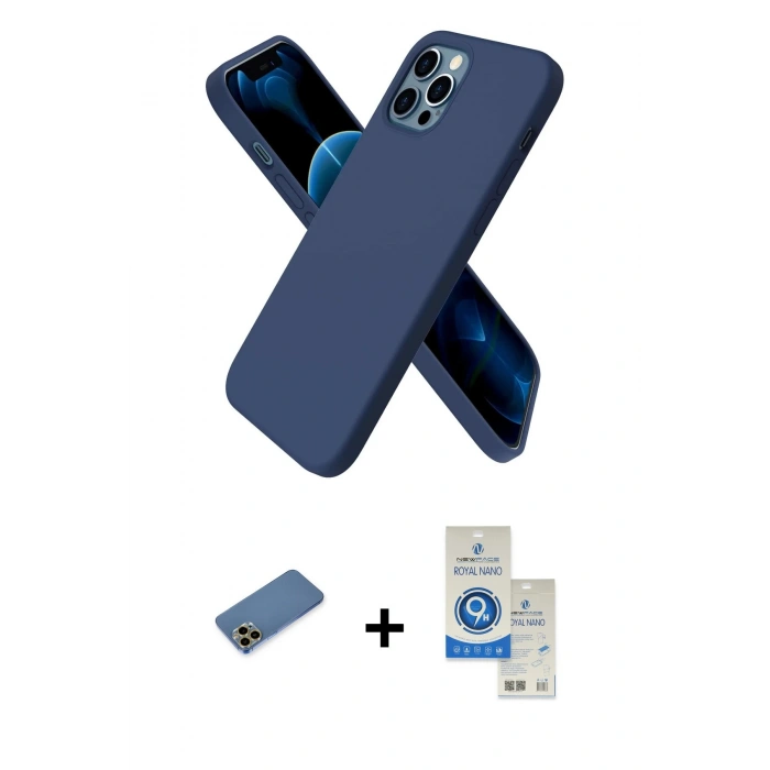 MARSİLYAN™- iPhone 12 Pro Max Kılıf Kozmos Yansıma Özel Seri - Şeffaf Royal Nano Ekran Koruyucu + Shine Kamera Lens Koruma Cam - GD