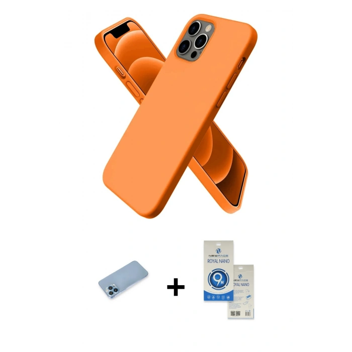 MARSİLYAN™- iPhone 12 Pro Max Kılıf Kozmos Yansıma Özel Seri - Şeffaf Royal Nano Ekran Koruyucu + Shine Kamera Lens Koruma Cam - MI