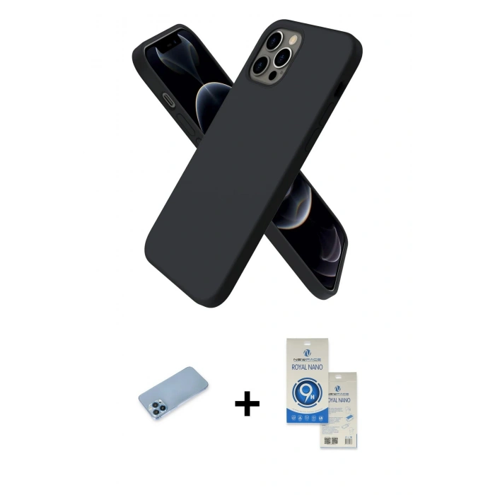 MARSİLYAN™- iPhone 12 Pro Max Kılıf Kozmos Yansıma Özel Seri - Şeffaf Royal Nano Ekran Koruyucu + Shine Kamera Lens Koruma Cam - MI