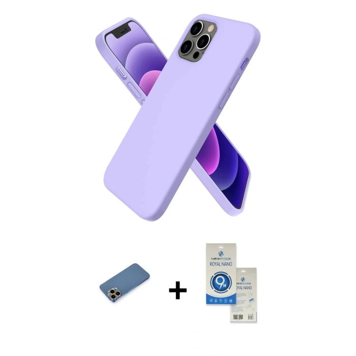 MARSİLYAN™- iPhone 12 Pro Max Kılıf Kozmos Yansıma Özel Seri - Şeffaf Royal Nano Ekran Koruyucu + Shine Kamera Lens Koruma Cam - GD