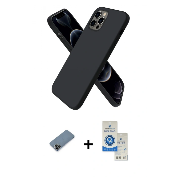 MARSİLYAN™- iPhone 12 Pro Max Kılıf Kozmos Yansıma Özel Seri - Şeffaf Royal Nano Ekran Koruyucu + Shine Kamera Lens Koruma Cam - SH