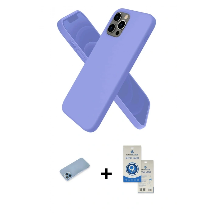 MARSİLYAN™- iPhone 12 Pro Max Kılıf Kozmos Yansıma Özel Seri - Şeffaf Royal Nano Ekran Koruyucu + Shine Kamera Lens Koruma Cam - MI