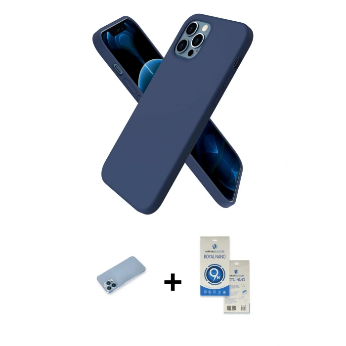 MARSİLYAN™- iPhone 12 Pro Max Kılıf Kozmos Yansıma Özel Seri - Şeffaf Royal Nano Ekran Koruyucu + Shine Kamera Lens Koruma Cam - MI