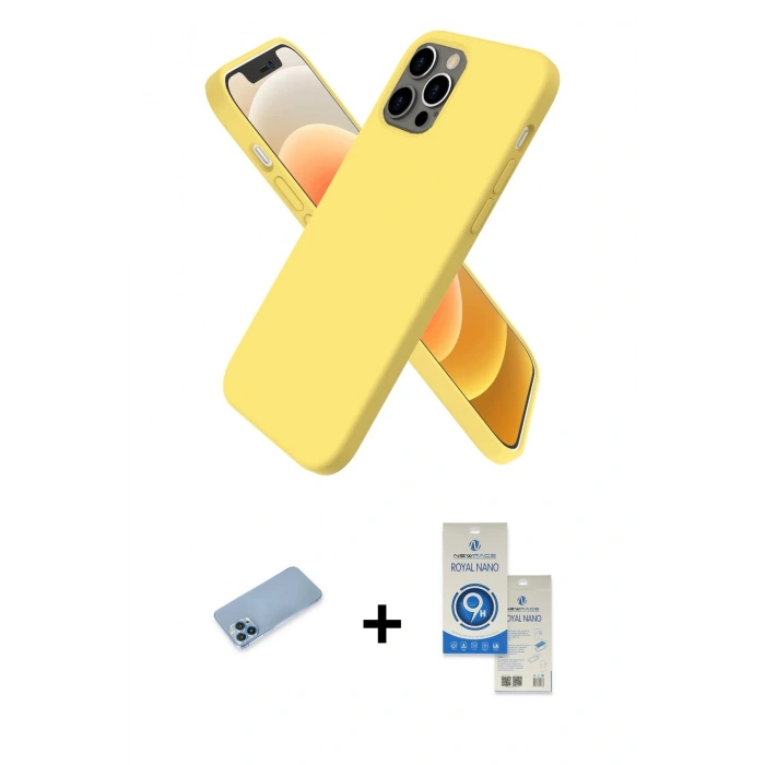MARSİLYAN™- iPhone 12 Pro Max Kılıf Kozmos Yansıma Özel Seri - Şeffaf Royal Nano Ekran Koruyucu + Shine Kamera Lens Koruma Cam - MI
