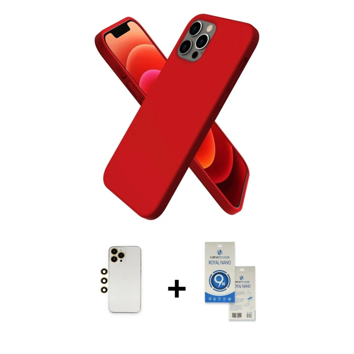MARSİLYAN™- iPhone 12 Pro Max Kılıf Kozmos Yansıma Özel Seri - Şeffaf Royal Nano Ekran Koruyucu + Shine Kamera Lens - GD