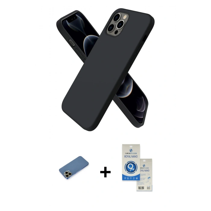 MARSİLYAN™- iPhone 12 Pro Max Kılıf Kozmos Yansıma Özel Seri - Şeffaf Royal Nano Ekran Koruyucu + Shine Kamera Lens Koruma Cam - GD