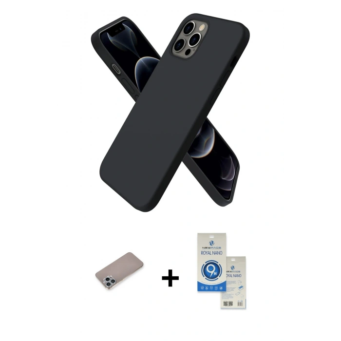 MARSİLYAN™- iPhone 12 Pro Max Kılıf Kozmos Yansıma Özel Seri - Şeffaf Royal Nano Ekran Koruyucu + Shine Kamera Lens Koruma Cam - SABE