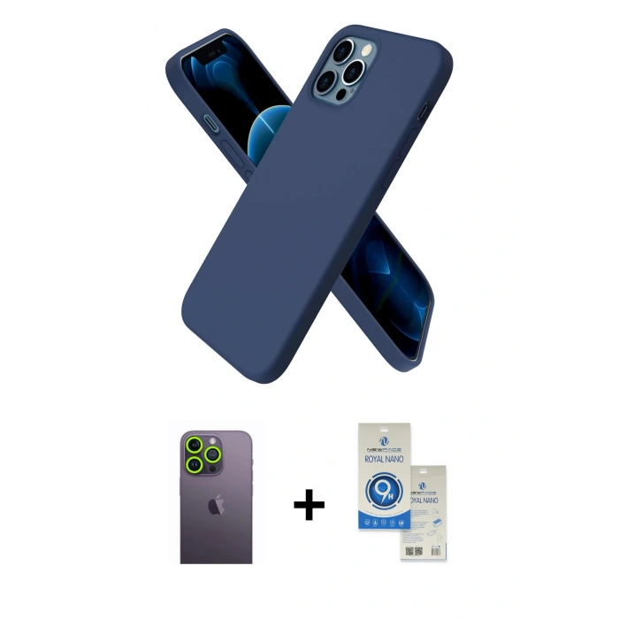 MARSİLYAN™- iPhone 12 Pro Max Kılıf Kozmos Yansıma Özel Seri - Şeffaf Royal Nano Ekran Koruyucu + Neon Fosforlu Kamera Lens - YL
