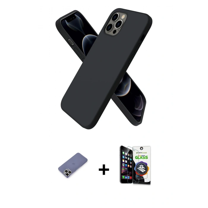 MARSİLYAN™- iPhone 12 Pro Max Kılıf Kozmos Yansıma Özel Seri - Şeffaf Temperli Cam Ekran Koruyucu + Metal Kamera Lens Koruma Cam - GD