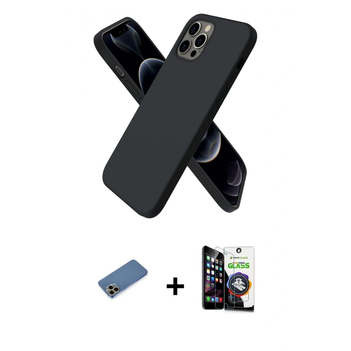 MARSİLYAN™- iPhone 12 Pro Max Kılıf Kozmos Yansıma Özel Seri - Şeffaf Temperli Cam Ekran Koruyucu + Shine Kamera Lens Koruma Cam - GD