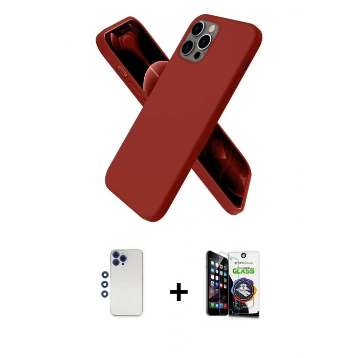 MARSİLYAN™- iPhone 12 Pro Max Kılıf Kozmos Yansıma Özel Seri - Şeffaf Temperli Cam Ekran Koruyucu + Lacivert Shine Kamera Lens