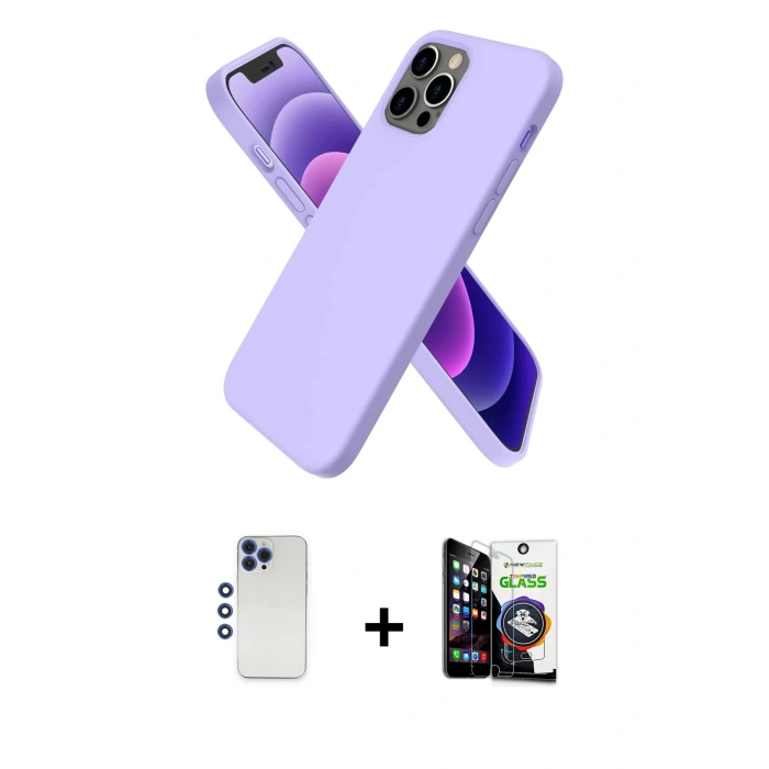 MARSİLYAN™- iPhone 12 Pro Max Kılıf Kozmos Yansıma Özel Seri - Şeffaf Temperli Cam Ekran Koruyucu + Lacivert Shine Kamera Lens