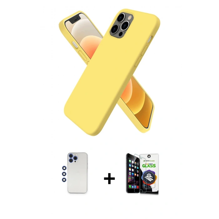 MARSİLYAN™- iPhone 12 Pro Max Kılıf Kozmos Yansıma Özel Seri - Şeffaf Temperli Cam Ekran Koruyucu + Lacivert Shine Kamera Lens