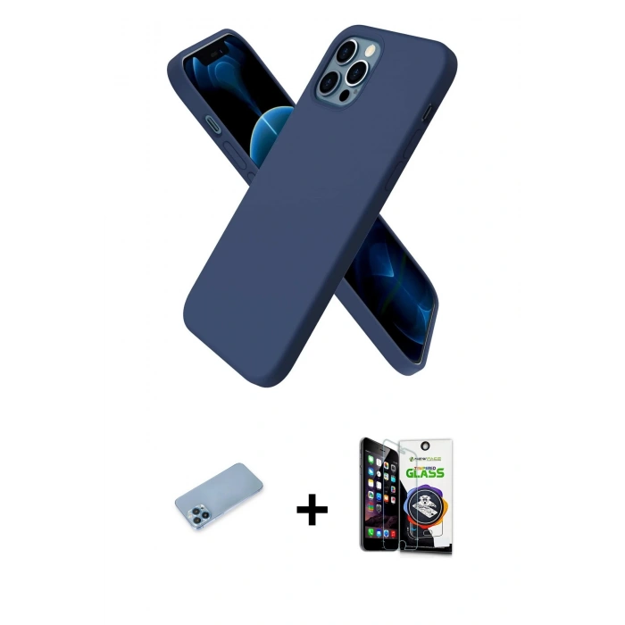 MARSİLYAN™- iPhone 12 Pro Max Kılıf Kozmos Yansıma Özel Seri - Şeffaf Temperli Cam Ekran Koruyucu + Mavi Shine Kamera Lens Koruma Cam