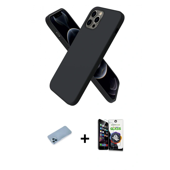 MARSİLYAN™- iPhone 12 Pro Max Kılıf Kozmos Yansıma Özel Seri - Şeffaf Temperli Cam Ekran Koruyucu + Mavi Shine Kamera Lens Koruma Cam