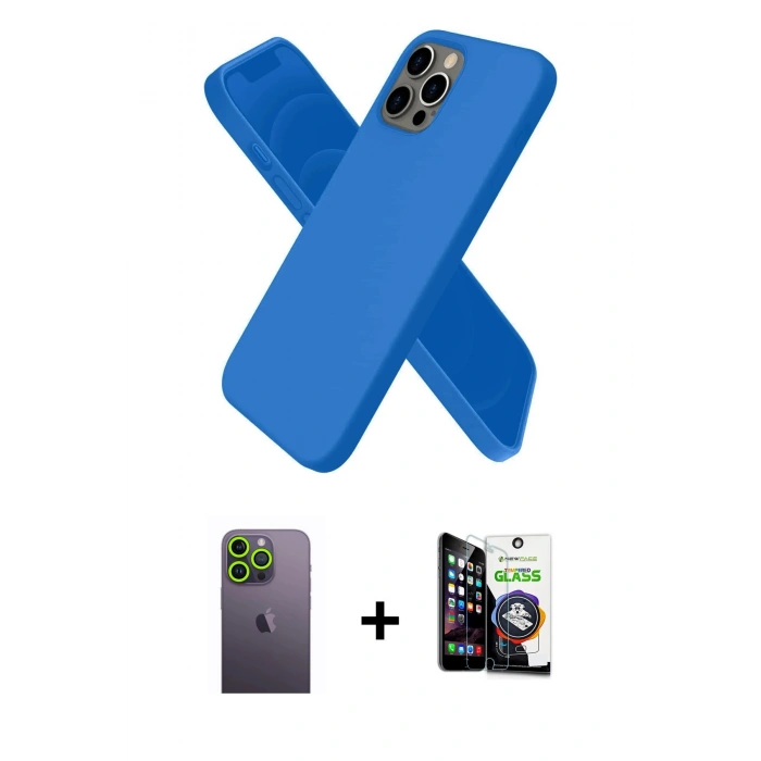 MARSİLYAN™- iPhone 12 Pro Max Kılıf Kozmos Yansıma Özel Seri - Şeffaf Temperli Cam Ekran Koruyucu + Neon Fosforlu Kamera Lens - YL