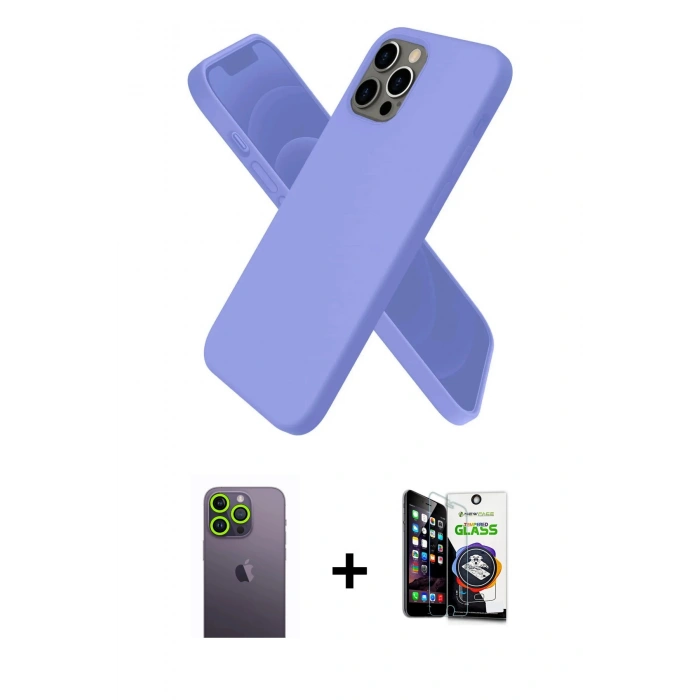 MARSİLYAN™- iPhone 12 Pro Max Kılıf Kozmos Yansıma Özel Seri - Şeffaf Temperli Cam Ekran Koruyucu + Neon Fosforlu Kamera Lens - YL