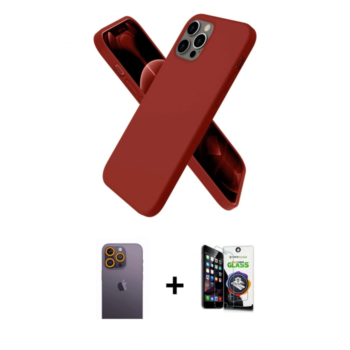 MARSİLYAN™- iPhone 12 Pro Max Kılıf Kozmos Yansıma Özel Seri - Şeffaf Temperli Cam Ekran Koruyucu + Neon Fosforlu Kamera Lens - SI