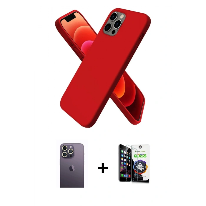 MARSİLYAN™- iPhone 12 Pro Max Kılıf Kozmos Yansıma Özel Seri - Şeffaf Temperli Cam Ekran Koruyucu + Neon Fosforlu Kamera Lens - BZ