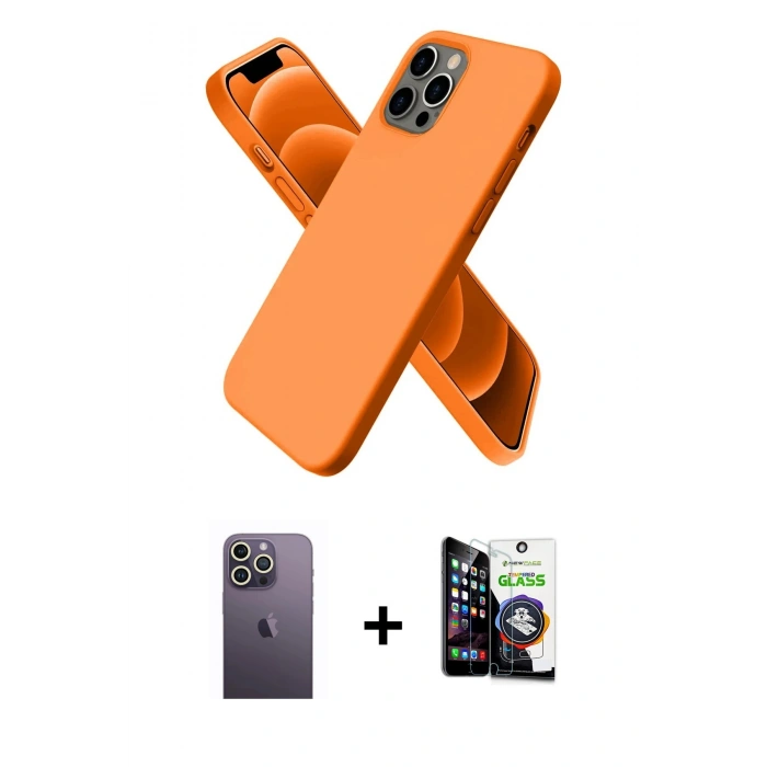 MARSİLYAN™- iPhone 12 Pro Max Kılıf Kozmos Yansıma Özel Seri - Şeffaf Temperli Cam Ekran Koruyucu + Neon Fosforlu Kamera Lens - BZ