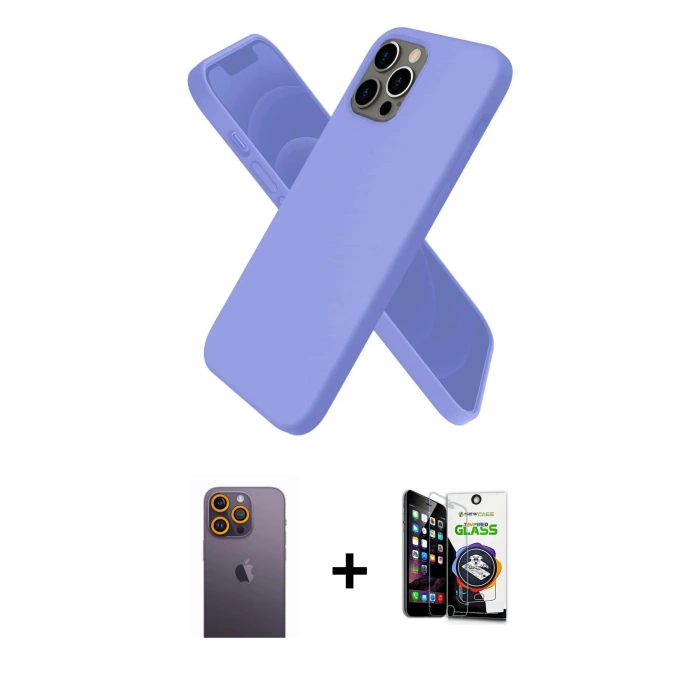 MARSİLYAN™- iPhone 12 Pro Max Kılıf Kozmos Yansıma Özel Seri - Şeffaf Temperli Cam Ekran Koruyucu + Neon Fosforlu Kamera Lens - SI