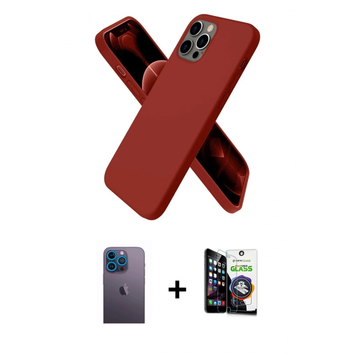 MARSİLYAN™- iPhone 12 Pro Max Kılıf Kozmos Yansıma Özel Seri - Şeffaf Temperli Cam Ekran Koruyucu + Neon Fosforlu Kamera Lens - MI