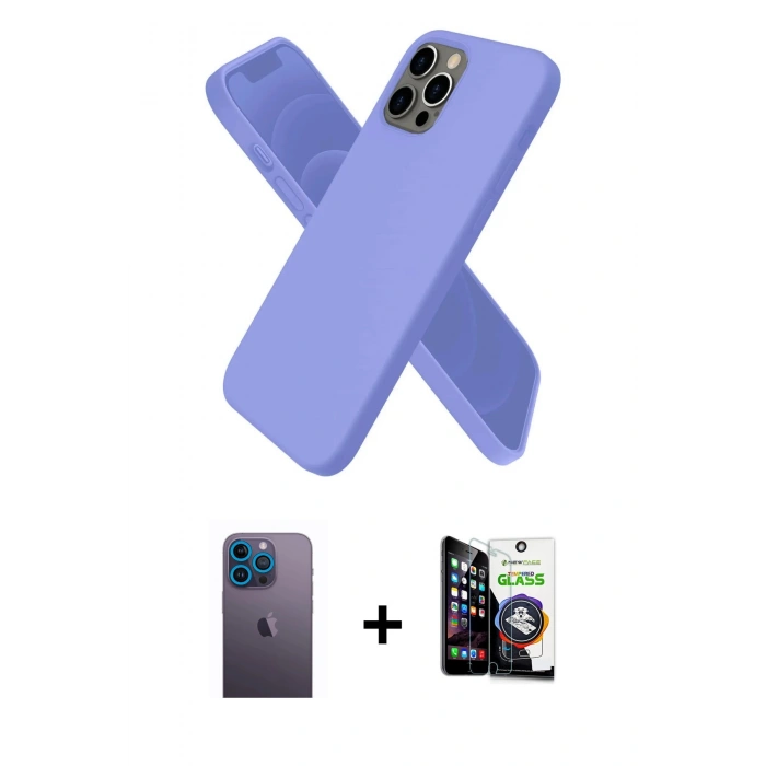 MARSİLYAN™- iPhone 12 Pro Max Kılıf Kozmos Yansıma Özel Seri - Şeffaf Temperli Cam Ekran Koruyucu + Neon Fosforlu Kamera Lens - MI
