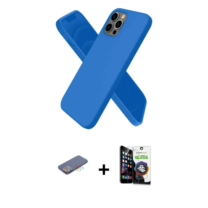 MARSİLYAN™- iPhone 12 Pro Max Kılıf Kozmos Yansıma Özel Seri - Şeffaf Temperli Cam Ekran Koruyucu + Renkli Kamera Lens Koruma Cam - MI