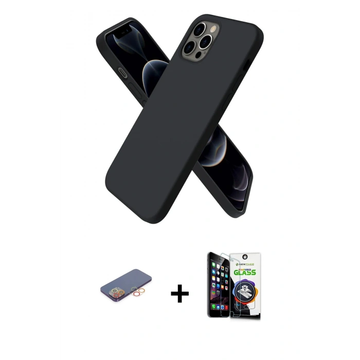 MARSİLYAN™- iPhone 12 Pro Max Kılıf Kozmos Yansıma Özel Seri - Şeffaf Temperli Cam Ekran Koruyucu + Renkli Kamera Lens Koruma Cam - TU