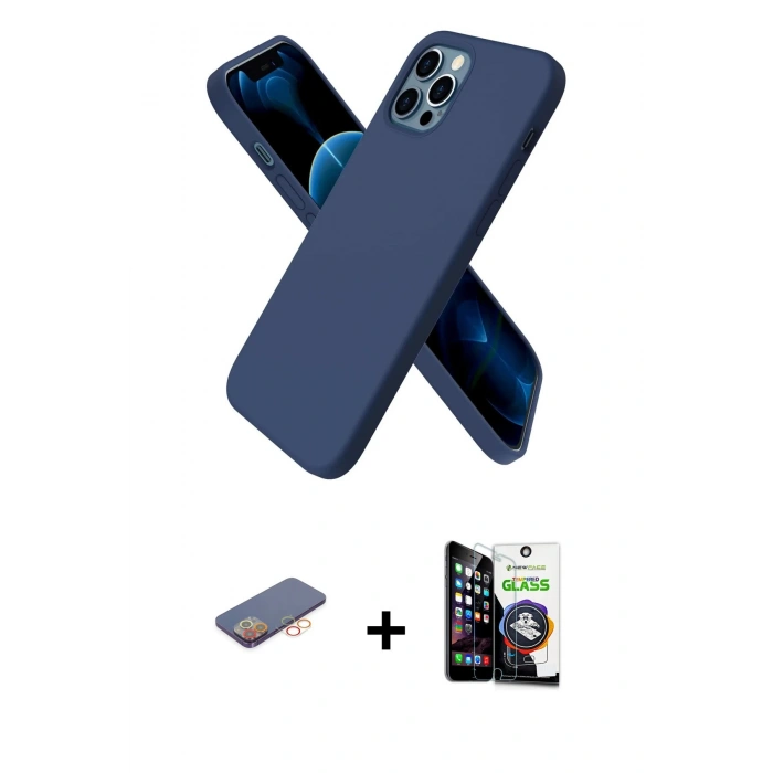 MARSİLYAN™- iPhone 12 Pro Max Kılıf Kozmos Yansıma Özel Seri - Şeffaf Temperli Cam Ekran Koruyucu + Renkli Kamera Lens Koruma Cam - TU