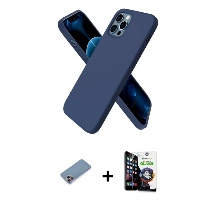MARSİLYAN™- iPhone 12 Pro Max Kılıf Kozmos Yansıma Özel Seri - Şeffaf Temperli Cam Ekran Koruyucu + Shine Kamera Lens Koruma Cam - PE