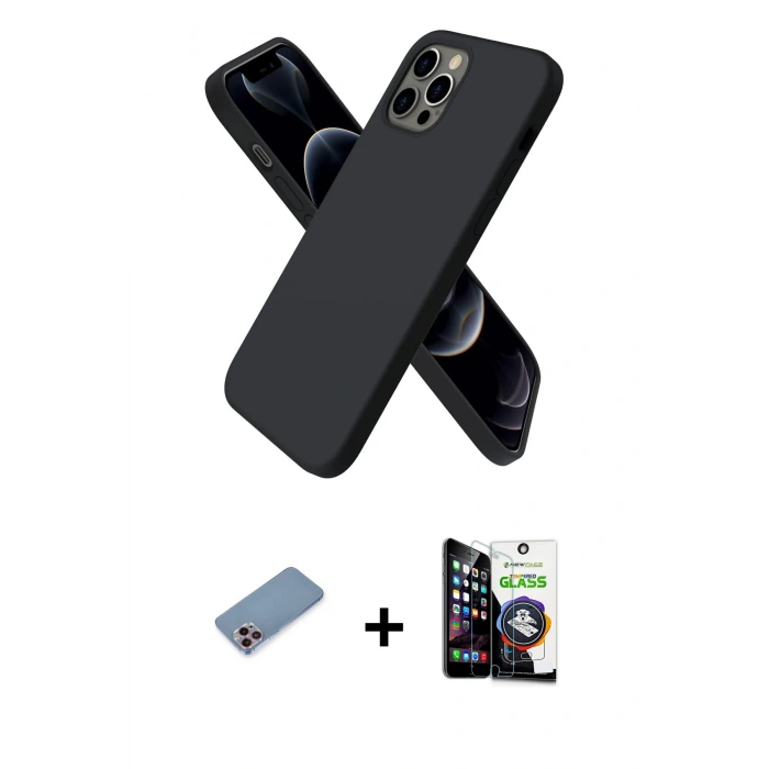 MARSİLYAN™- iPhone 12 Pro Max Kılıf Kozmos Yansıma Özel Seri - Şeffaf Temperli Cam Ekran Koruyucu + Shine Kamera Lens Koruma Cam - PE