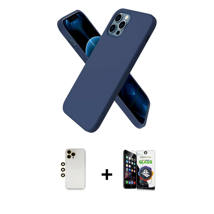 MARSİLYAN™- iPhone 12 Pro Max Kılıf Kozmos Yansıma Özel Seri - Şeffaf Temperli Cam Ekran Koruyucu + Shine Kamera Lens - GD