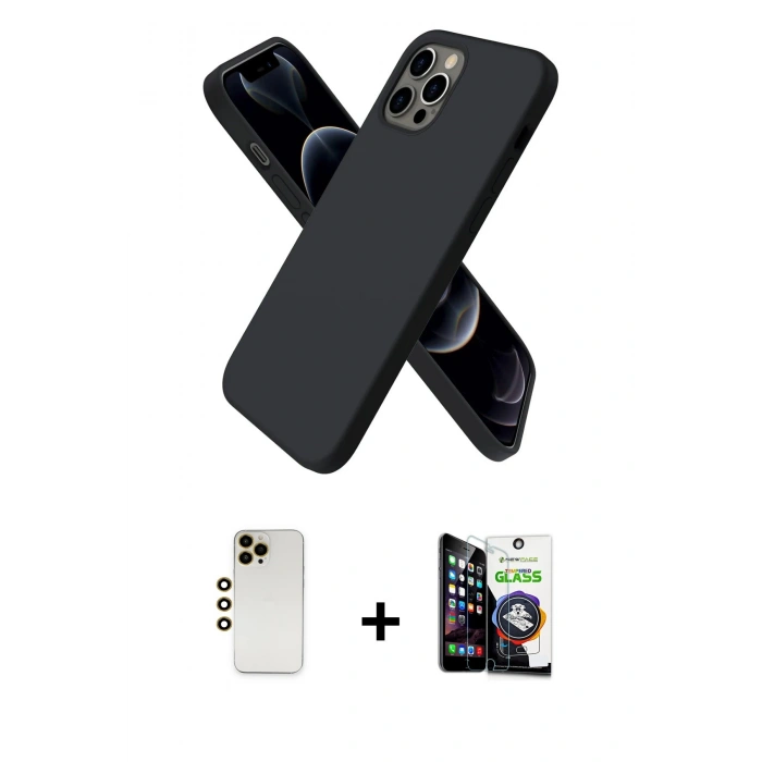 MARSİLYAN™- iPhone 12 Pro Max Kılıf Kozmos Yansıma Özel Seri - Şeffaf Temperli Cam Ekran Koruyucu + Shine Kamera Lens - GD