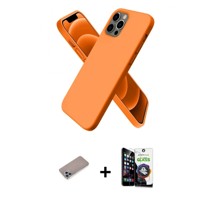 MARSİLYAN™- iPhone 12 Pro Max Kılıf Kozmos Yansıma Özel Seri - Şeffaf Temperli Cam Ekran Koruyucu + Sierra Blue Shine Kamera Lens Koruma Cam