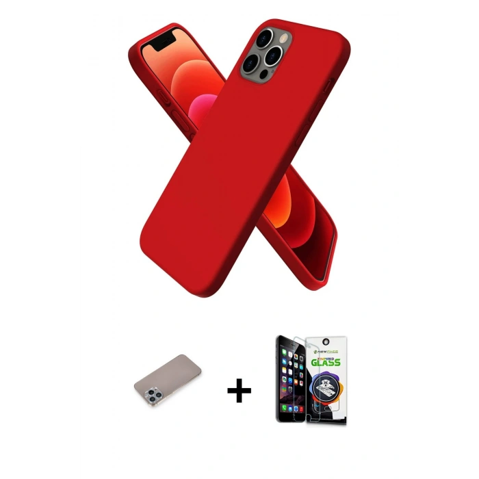 MARSİLYAN™- iPhone 12 Pro Max Kılıf Kozmos Yansıma Özel Seri - Şeffaf Temperli Cam Ekran Koruyucu + Sierra Blue Shine Kamera Lens Koruma Cam