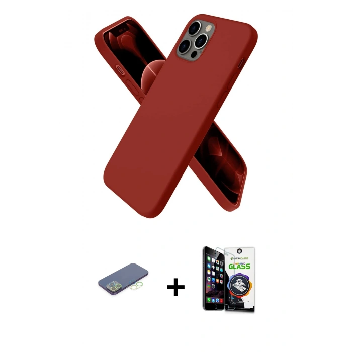 MARSİLYAN™- iPhone 12 Pro Max Kılıf Kozmos Yansıma Özel Seri - Şeffaf Temperli Cam Ekran Koruyucu + Yeşil Renkli Kamera Lens Koruma Cam