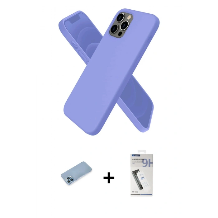 MARSİLYAN™- iPhone 12 Pro Max Kılıf Kozmos Yansıma Özel Seri - Şeffaf Uv Polymer Nano Ekran Koruyucu + Mavi Shine Kamera Lens Koruma Cam